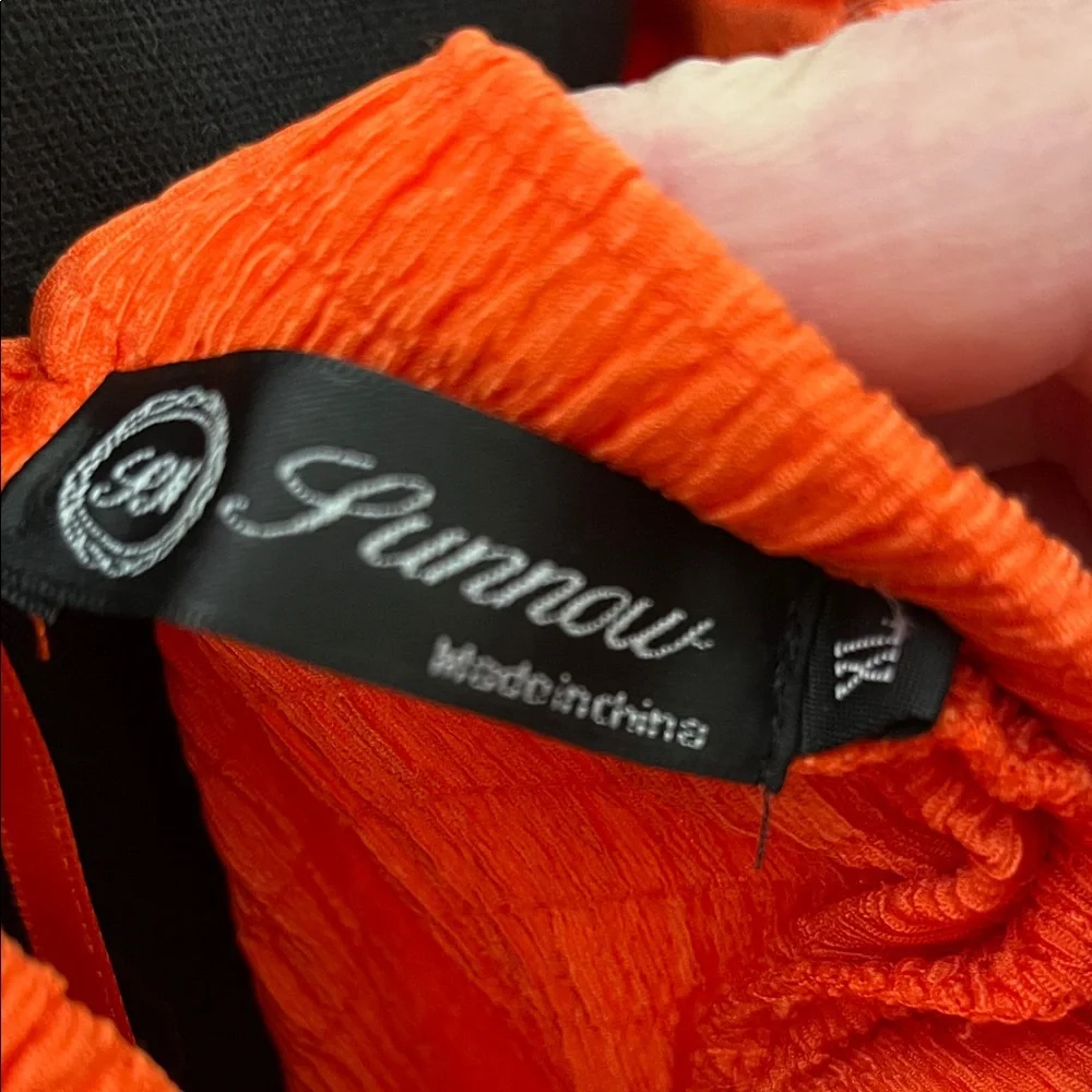 Deep V Orange Maxi Dress with Flutter Sleeves - Picture 2 of 8
